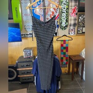 B Darlin Black and White Polka Dot Maxi Dress
